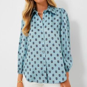 Tuckernuck Slate Blue Half Drop Serena Blouse XXXL